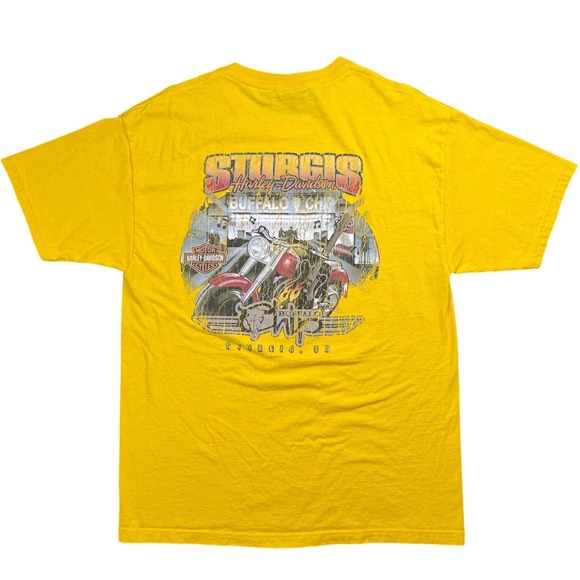Harley Davidson Sturgis Black Hills Rally 2008 Yellow T Shirt Large USA - Picture 3 of 8